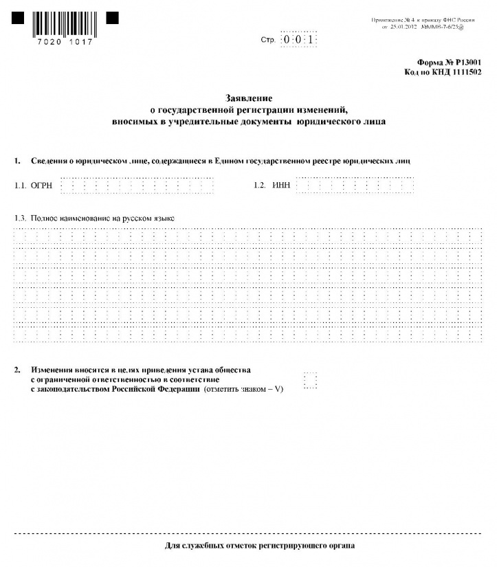 Регистрация изменений в устав