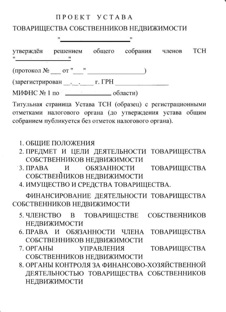 пример устава