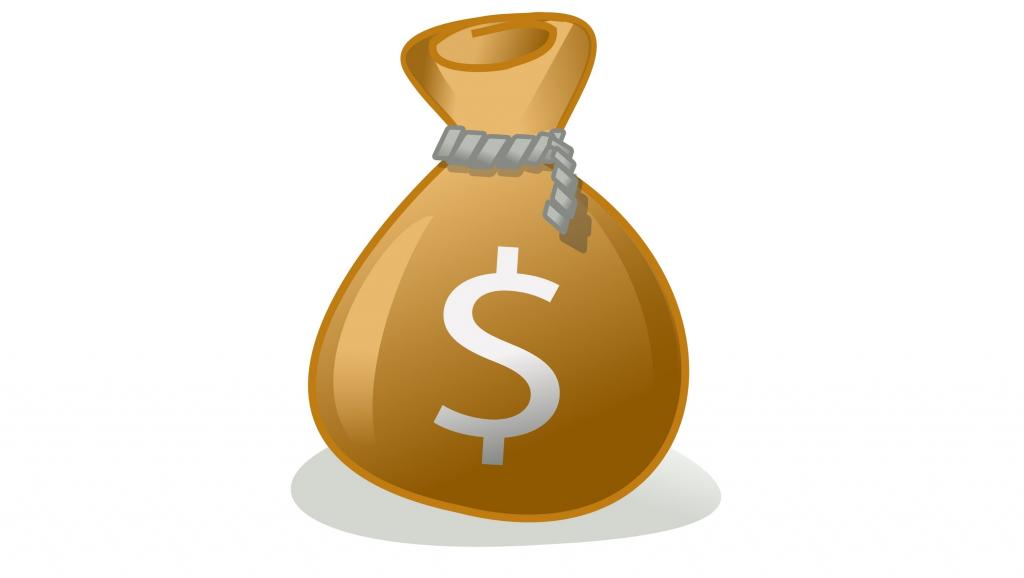 Нарисованный мешочек денег.