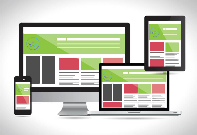 Компьютер, смартфон, ноутбук и планшет.