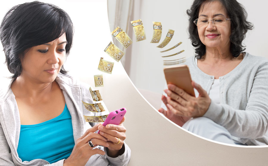 Денежный перевод родителям.