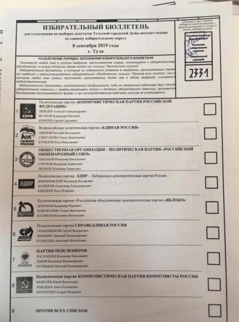 Бюллетень заполняют при участии в выборах