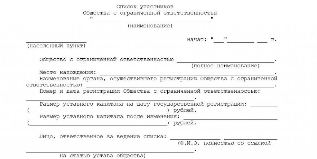 Список участников ООО