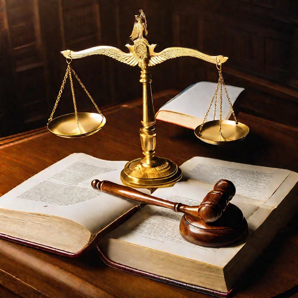 Весы правосудия в зале суда