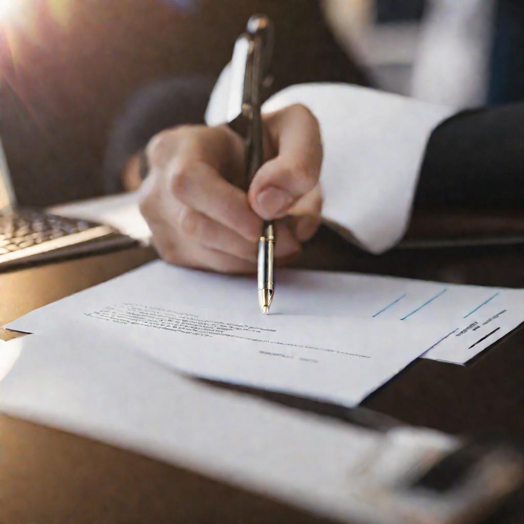 Рука, заполняющая доверенность на получение сим-карты