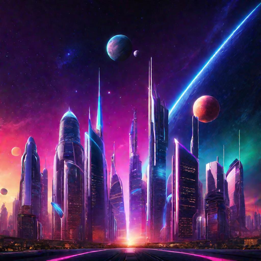 Ночной город с небоскребами