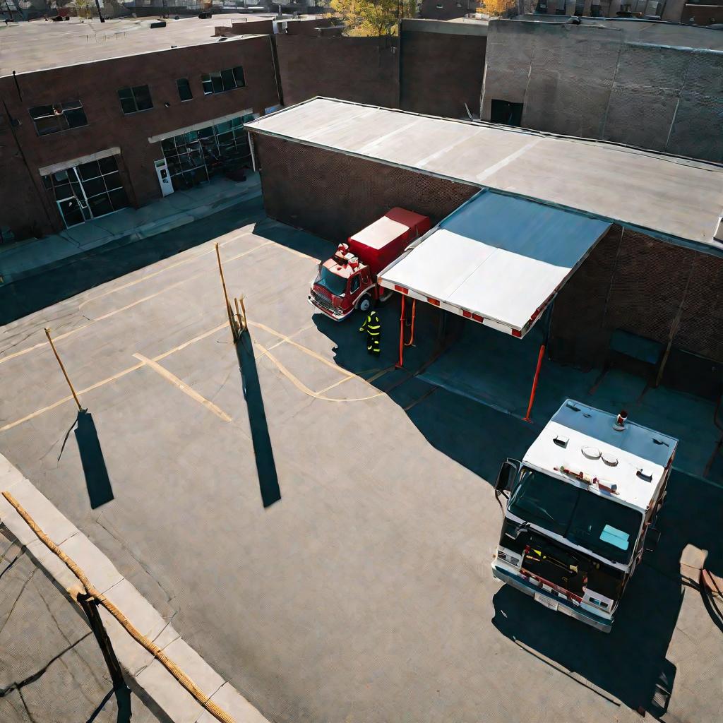 Пожарные разматывают пожарный рукав