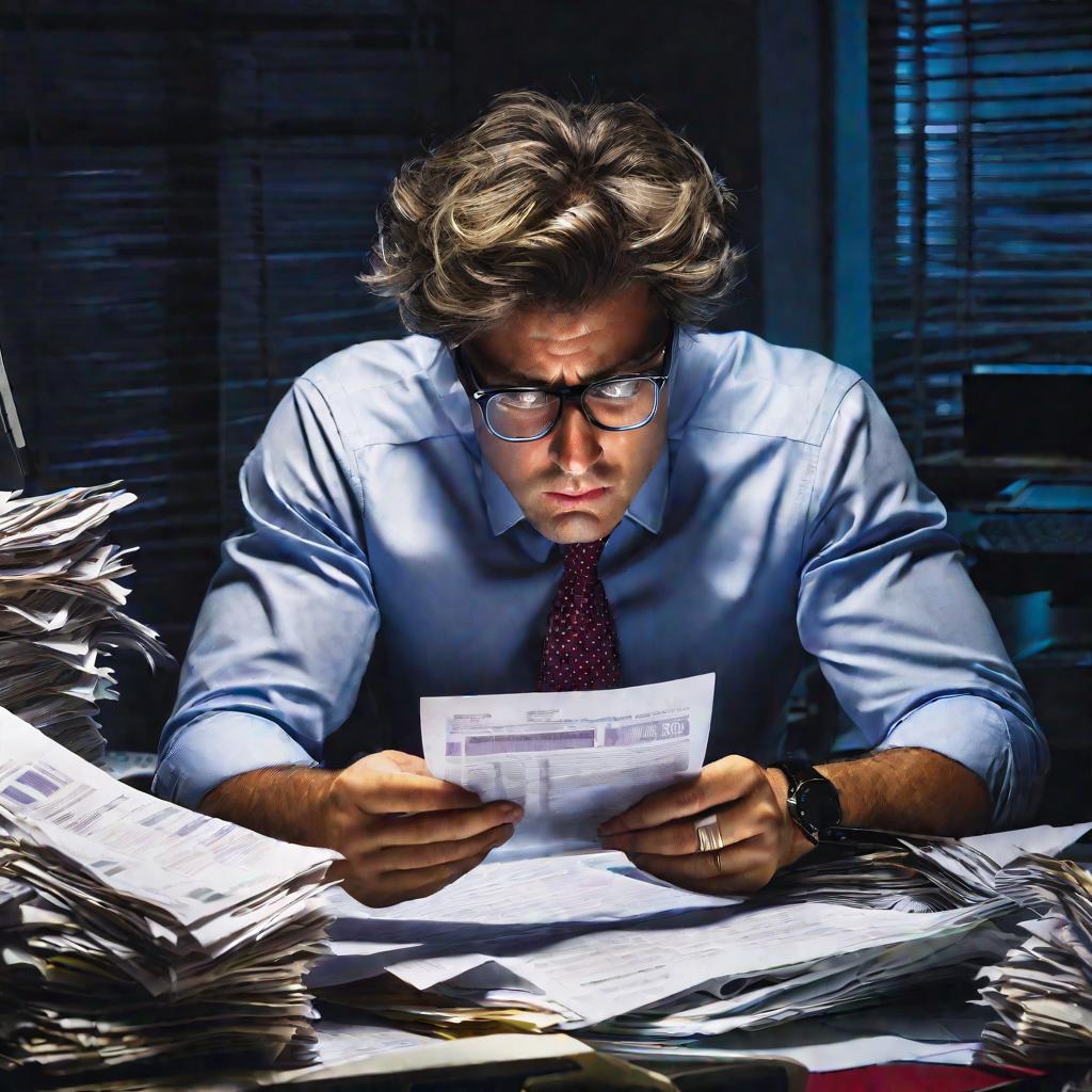 Бухгалтер считает налоги ночью