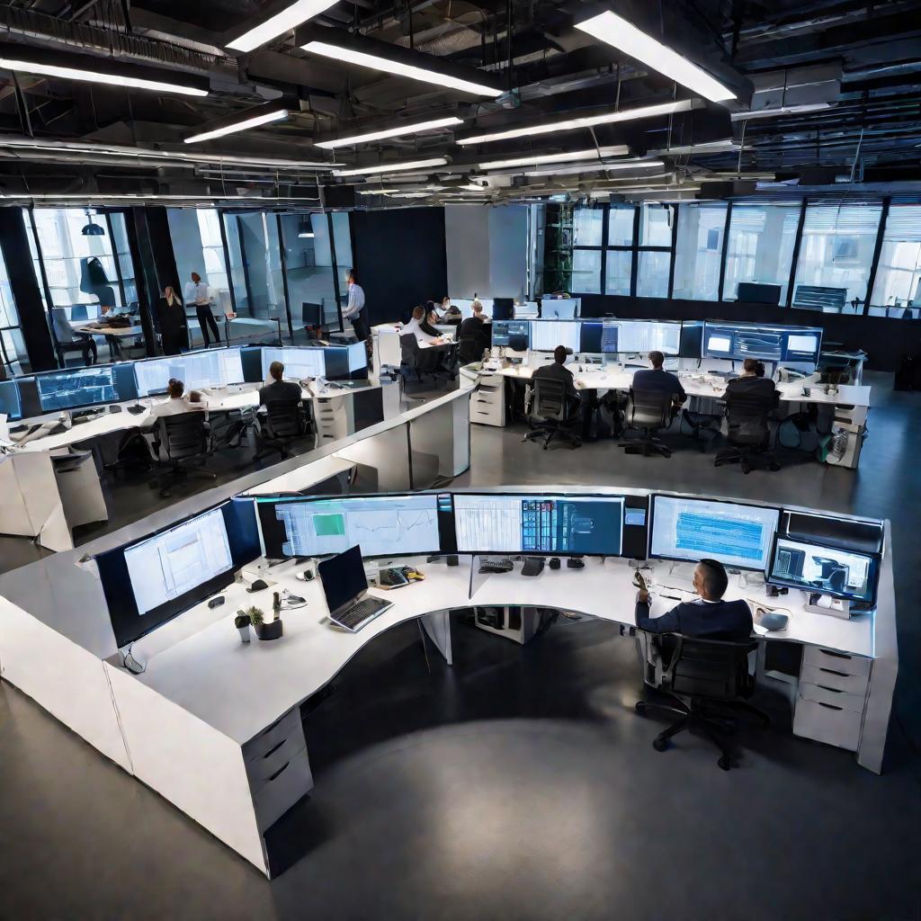 Офис, где сотрудники анализируют данные и рассчитывают ликвидность