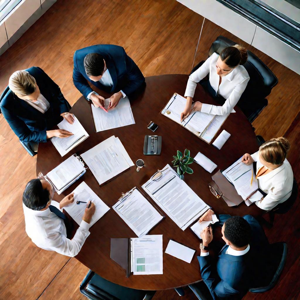 Люди обсуждают заявление в офисе