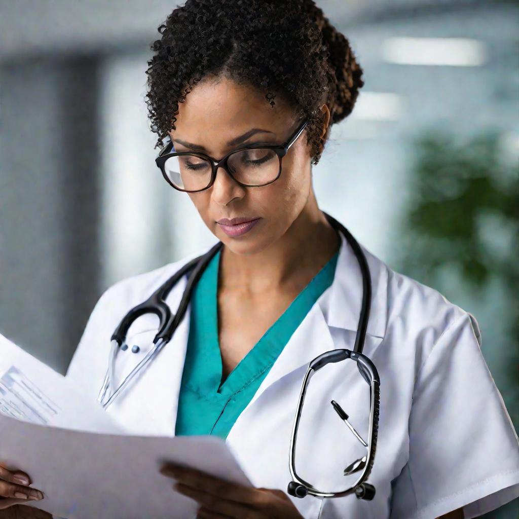 Врач, изучающий калькуляцию медуслуги