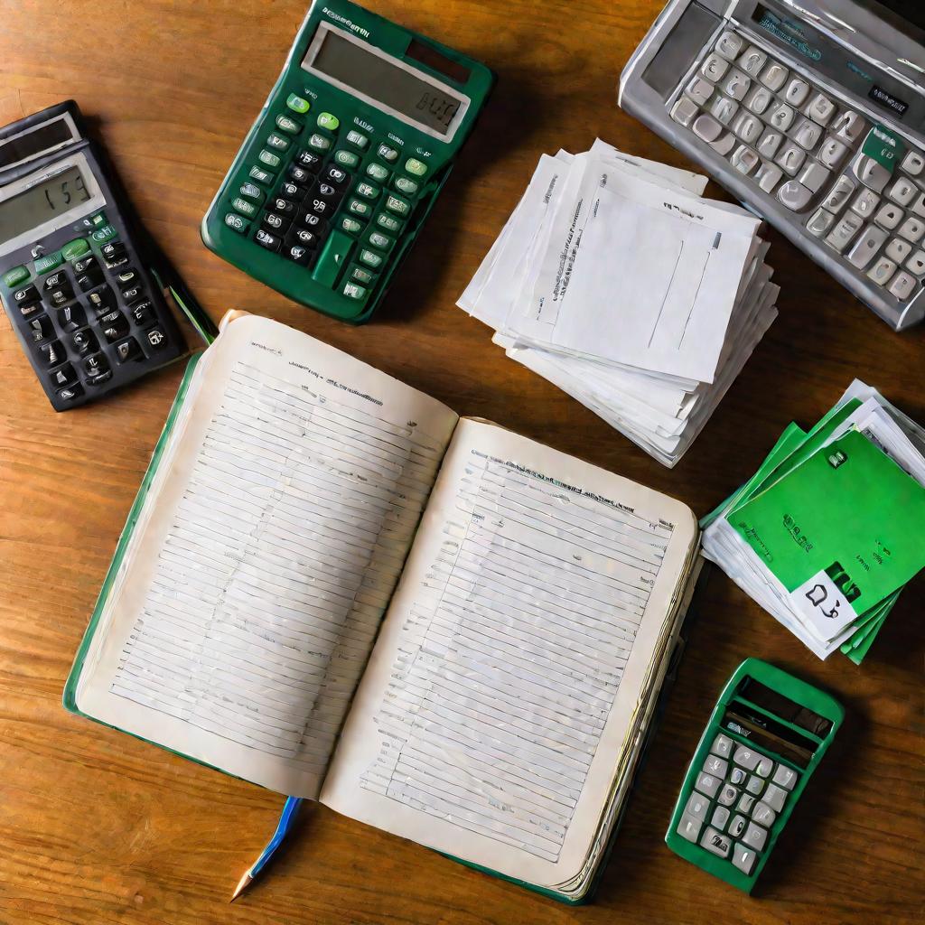 Открытая книга учета на рабочем столе